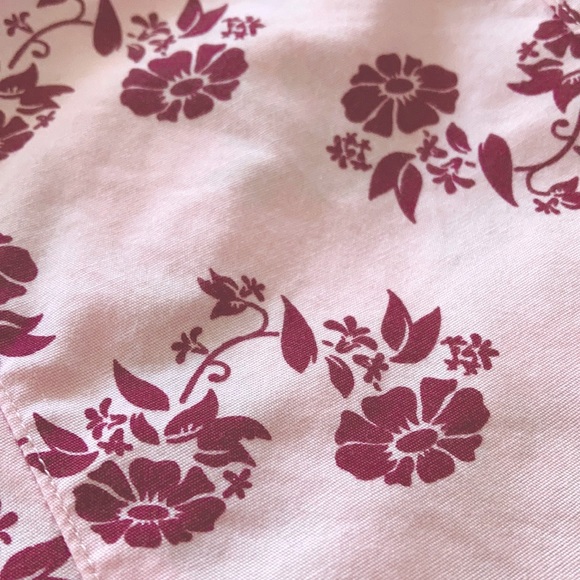 BEN SHERMAN floral Western shirt, stretch, dagger collar SIZE 8 pink burgundy - Picture 10 of 12